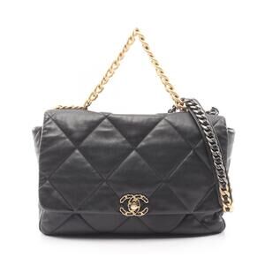 Chanel Dixneuf Maxi Shoulder Bag Lambskin Sheepskin Black